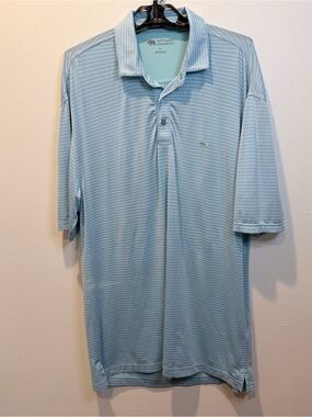 Onward Reserve Men's Light Blue Striped Performance Polo